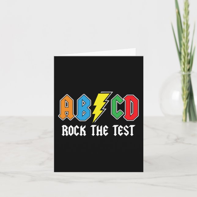 Carte Test Rétro Abcd Rock Le Jour Du Test Drôle École  (Devant)