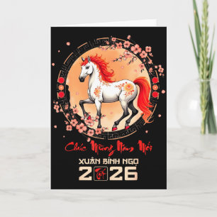 Carte Tét 2026 Année vietnamienne Cheval Zodiaque Lunair