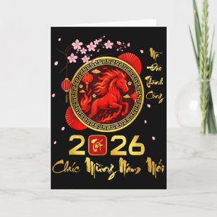 Carte Tét 2026 année vietnamienne du Cheval Nouvel An lu