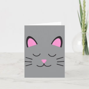 Carte Tête de chat visage yeux fermés sourire drôle Hall