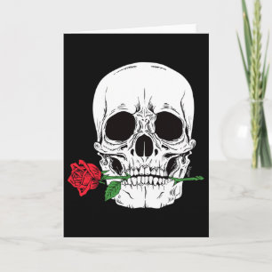Carte Tête de Crâne Visage Rose Rouge Rock N Roll Cool S