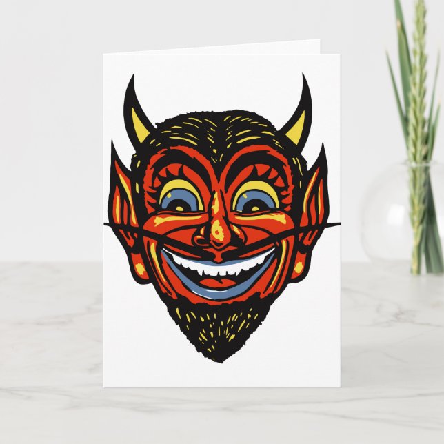 Carte Tête de diable d'Halloween vintage (Devant)