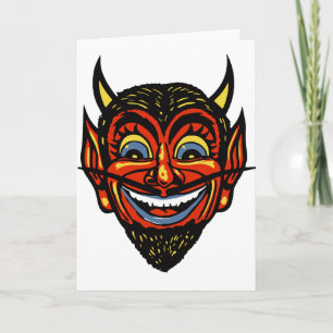 Carte Tête de diable d'Halloween vintage
