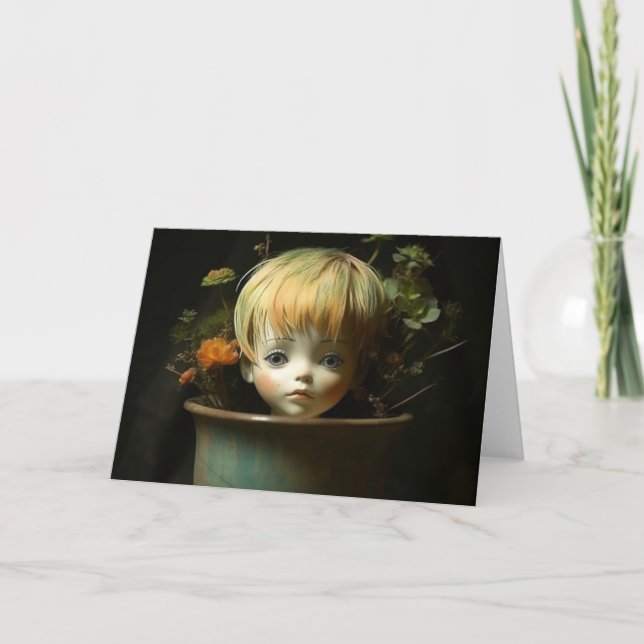 Carte Tête de poupée dans un pot de fleurs Toutes les oc (Devant)