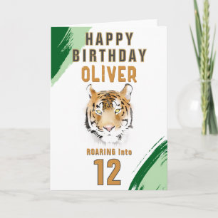 Carte Tête de Tigre Sauvage Anniversaire Aquarelle 