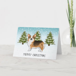 Carte Tête rousse Tri Pembroke Corgi Noël d'hiver