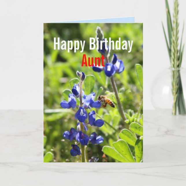 Carte Texas Bluebonnet Tante Joyeux anniversaire (Devant)