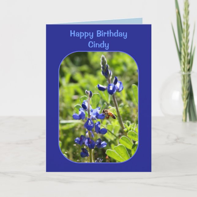 Carte Texas Bluebonnets Cindy Happy Birthday Blank Card (Devant)