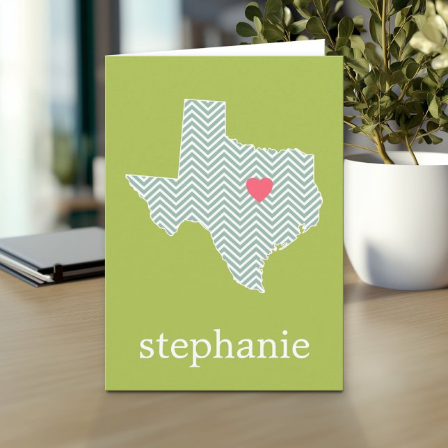Carte Texas Love with Custom Heart and Family Name (Custom Greeting Card with Photo)