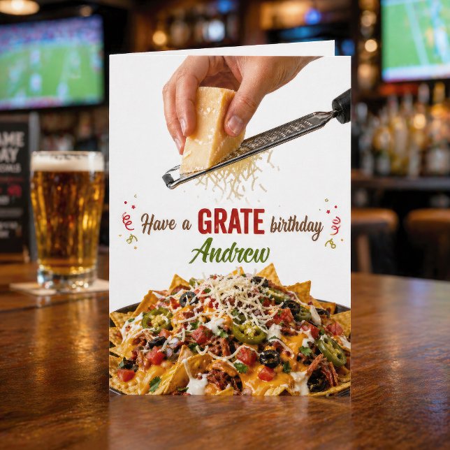Carte Texte Anniversaire Fromage Nachos Grille Drôle Rou (Créateur téléchargé)