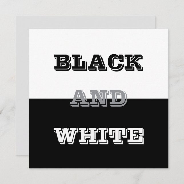 Carte Texte Blanc Gris Noir Et Couleurs Solides (Devant / Derrière)