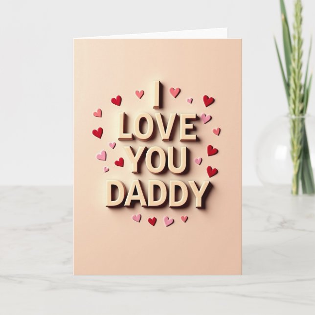 Carte texte crème « Je t'aime Papa » (Devant)
