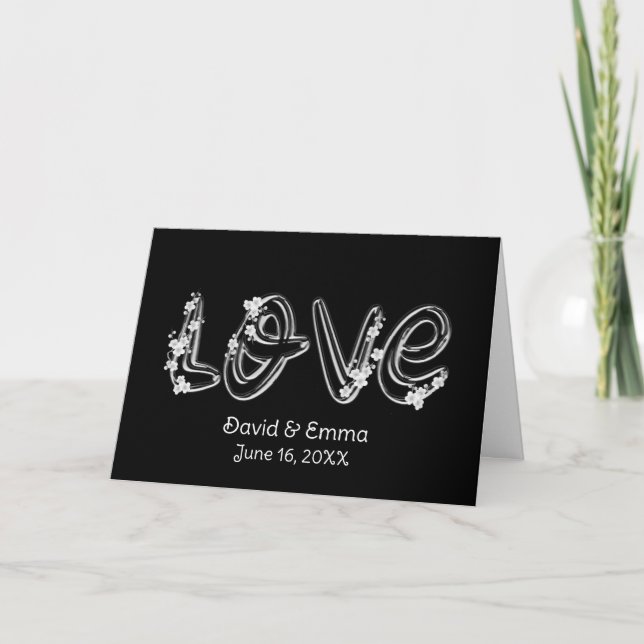 Carte Texte d'amour mariage en noir (Devant)