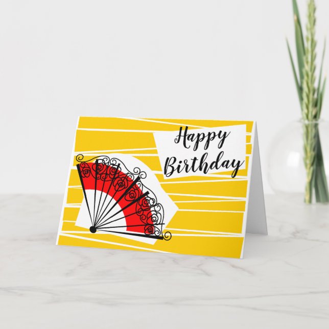 Carte Texte d'anniversaire d'éventail espagnol paysage (Devant)