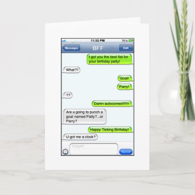 Carte Texte d'anniversaire - humour (Devant)