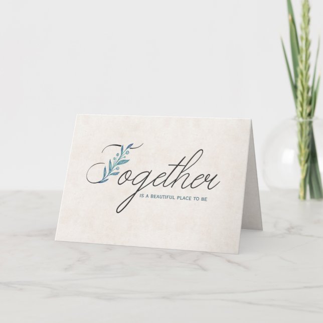 Carte texte de mariage ensemble avec motif floral (Devant)
