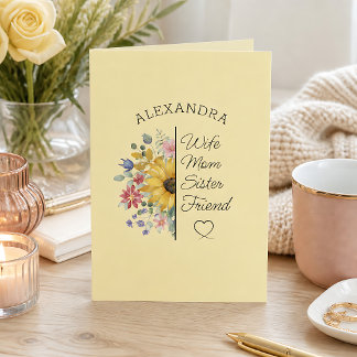 Carte Texte de nom personnalisé floral pour anniversaire