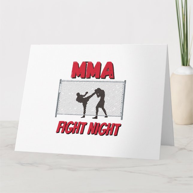 Carte Texte de nuit de combat mixed martial art et Silho (Devant)