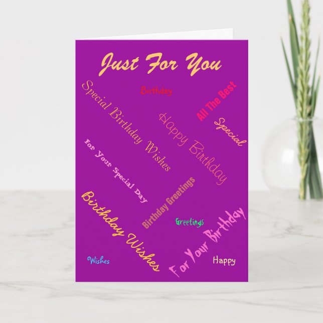 Carte texte design anniversaire salutations violet arriè (Devant)
