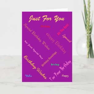 Carte texte design anniversaire salutations violet arriè