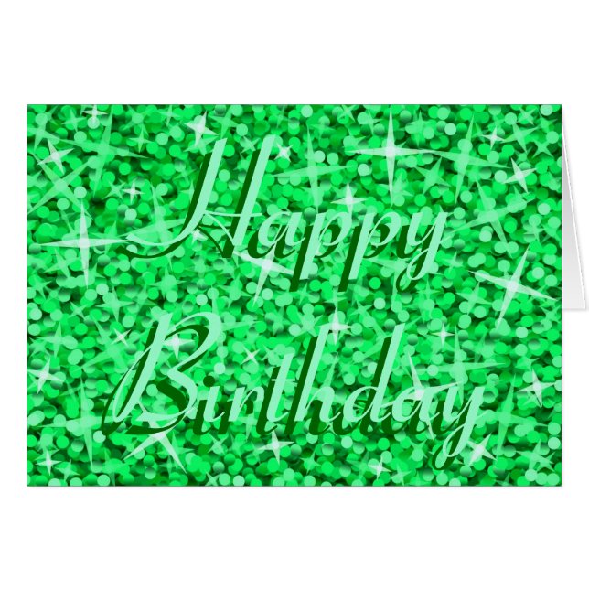 Carte texte du ruban vert Glitz 'Joyeux anniversai (Devant horizontal)