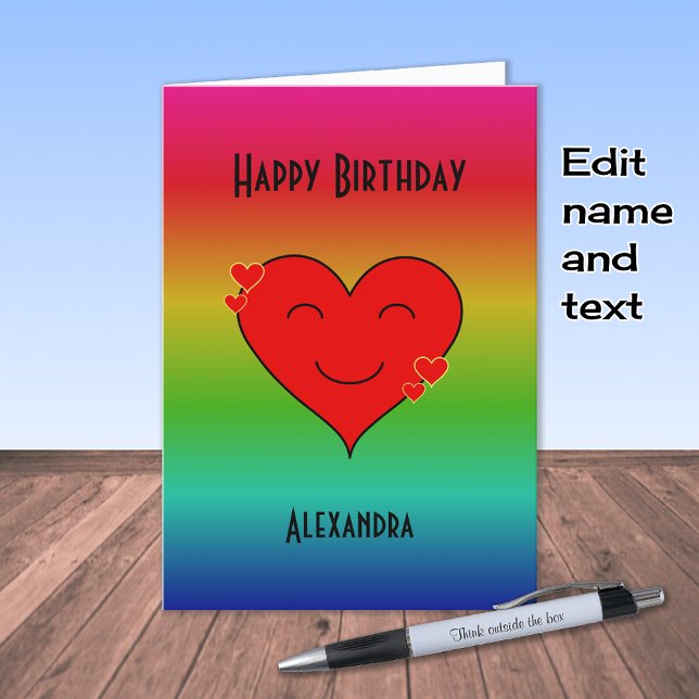 Carte Texte personnalisé d'anniversaire Rainbow (Créateur téléchargé)