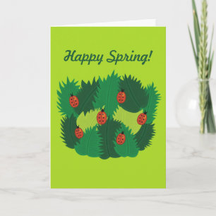 Carte Texte Personnalisé Feuilles Vert Et Ladybugs Bonne
