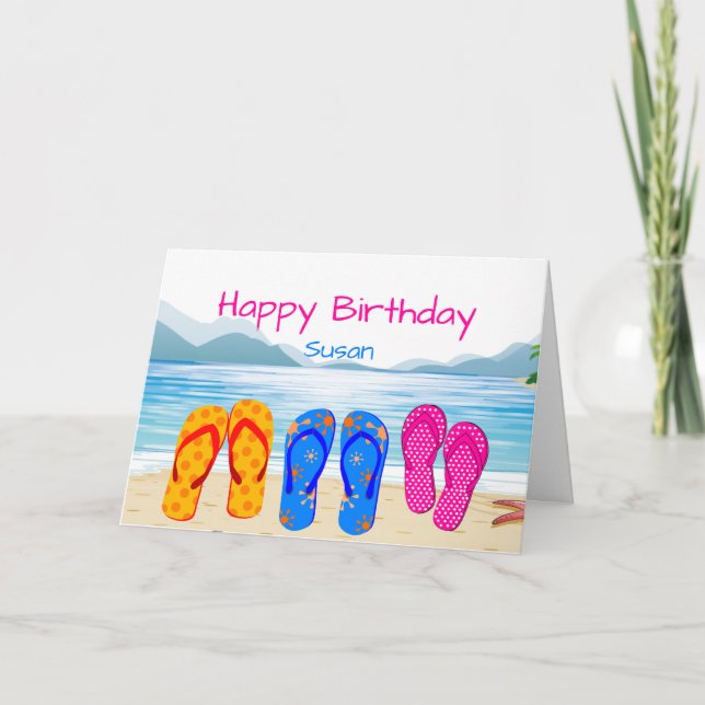 Carte Texte personnalisé Flip Flops & Beaches Fun (Devant)