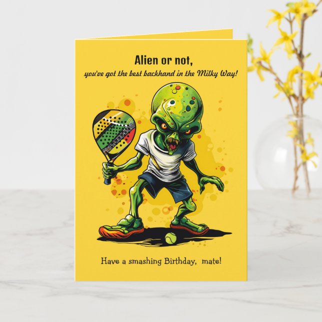 Carte Texte personnalisé, Padel d'une autre planète (Fleur jaune)