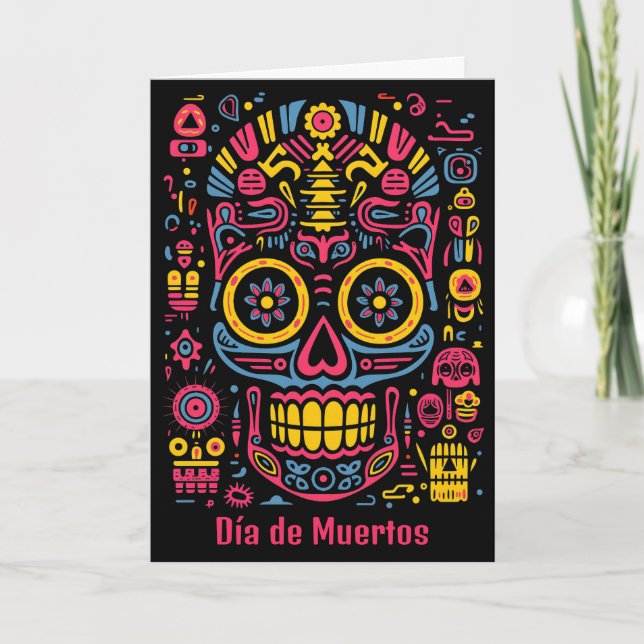 Carte Texte personnalisé 💀 style doodé Día de Muertos (Devant)
