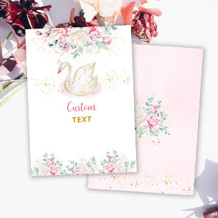 Carte texte personnalisée du Baby shower de cygne 