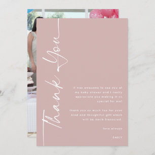 Carte Texte pivoté photo Dusty Baby shower Rose Merci