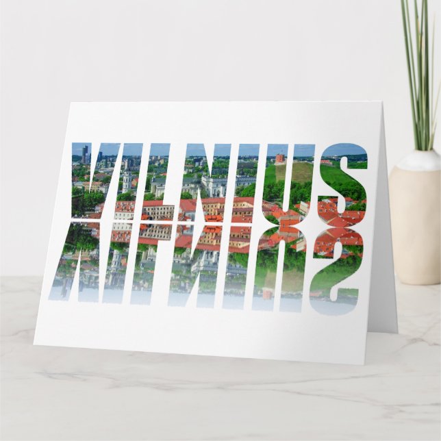 Carte Texte Vilnius avec réflexion (Devant)