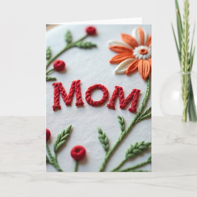 Carte textile florale tressée maman (Devant)