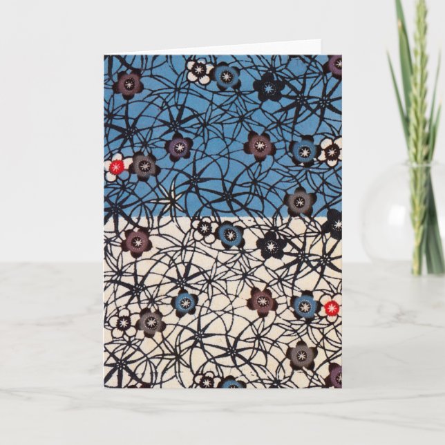 Carte Textile japonais vintage de kimono (Bingata) (Devant)