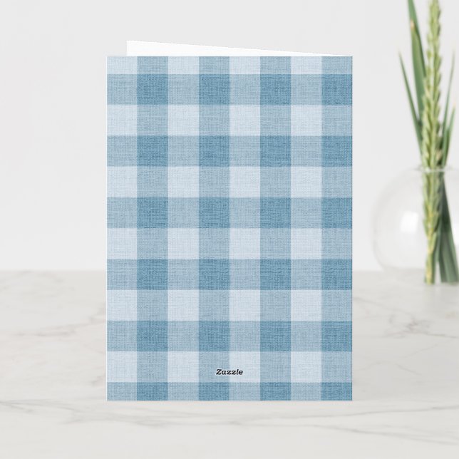 Carte Texture de lin à carreaux de Buffalo gingham bleu  (Dos)