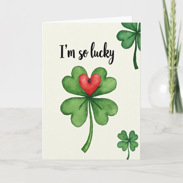 Carte Texture Pailletée Amour Chanceux (Devant)