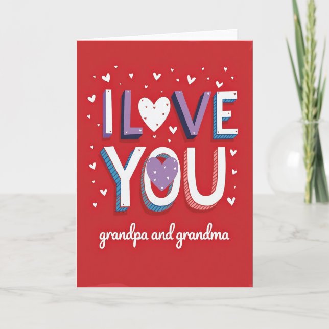 Carte texture pailletée 'Je t'aime' (Devant)