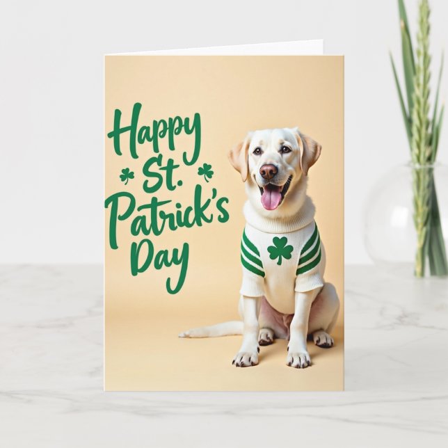 Carte texture pailletée Labrador Shamrock (Devant)
