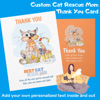 Carte Thank You Card pour CAT RESCUE MAMAN Foster Carer 