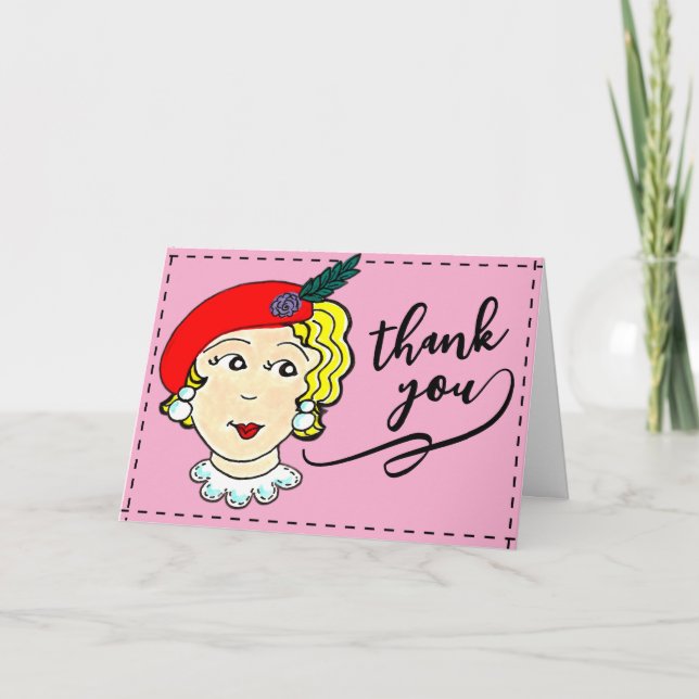 Carte Thank you card, vintage style, folded card. (Devant)