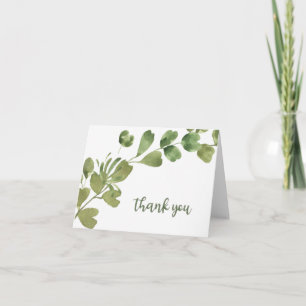 Carte Thank You Card with Watercolor Geranium Leaves