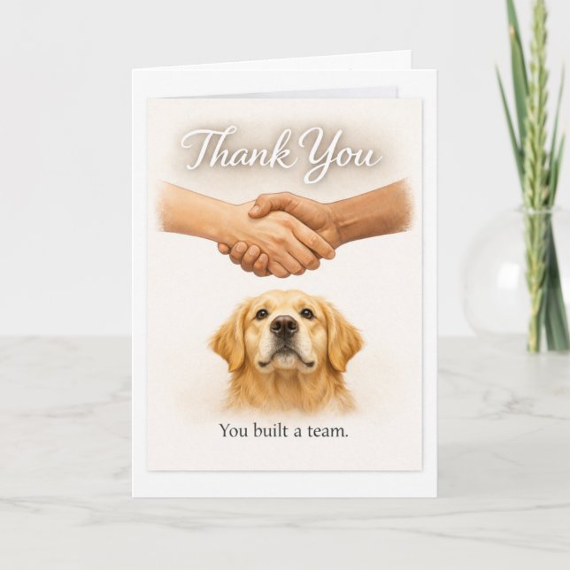 Carte Thank You for Creating a Guide Dog Team Golden (Devant)