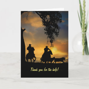 Carte Thank You For Help Country Western Cowboy