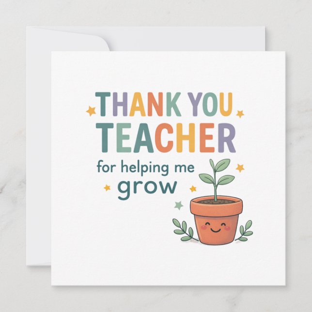 Carte Thank You Teacher Grow Appreciation (Devant)