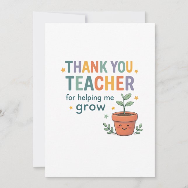 Carte Thank You Teacher Grow Appreciation (Devant)