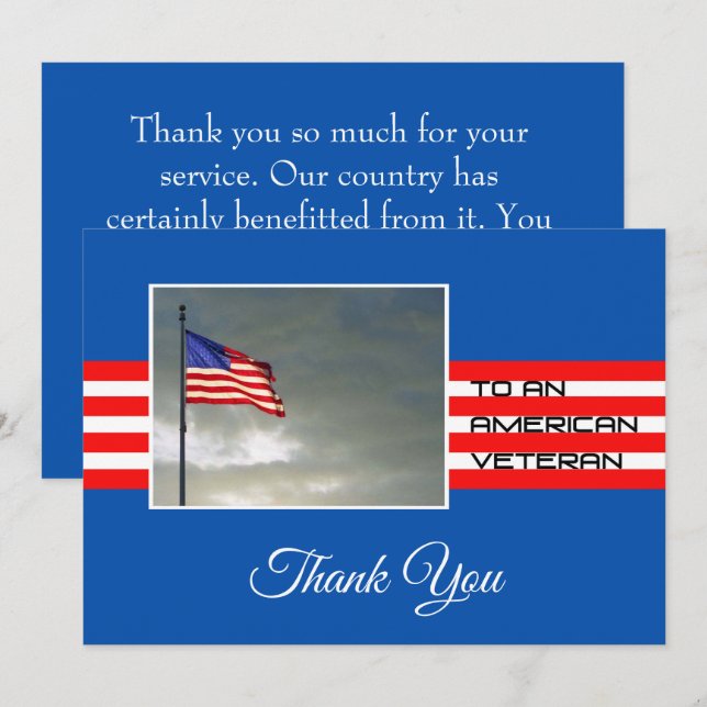 Carte Thank You to an American Veteran (Devant / Derrière)