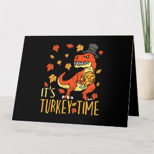Carte Thankesgiving Son Turc Time Fall Leaf Dinosaur 1