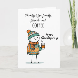 Carte Thankful Doodle with Coffee - Happy Thanksgiving