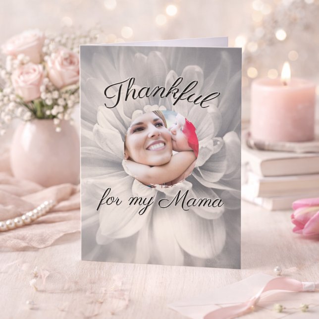 Carte Thankful for My Mama Floral Custom Mother's Day (Mother's Day Customized Greeting Card)